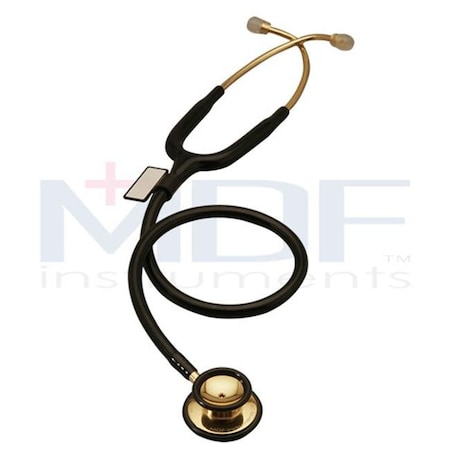Mdf Instruments MDF Instruments MDF777K11 MD One 22k Gold Stainless Steel Dual Head Stethoscope -Black -Adult MDF777K11
